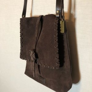 Guess Genuine Leather Brown Crossbody Hobo Bag.